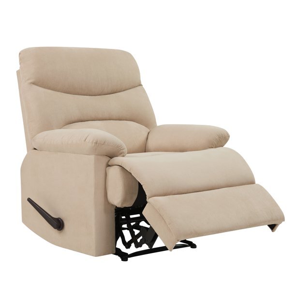 Sakura Upholstered Manual Push Beige Recliner