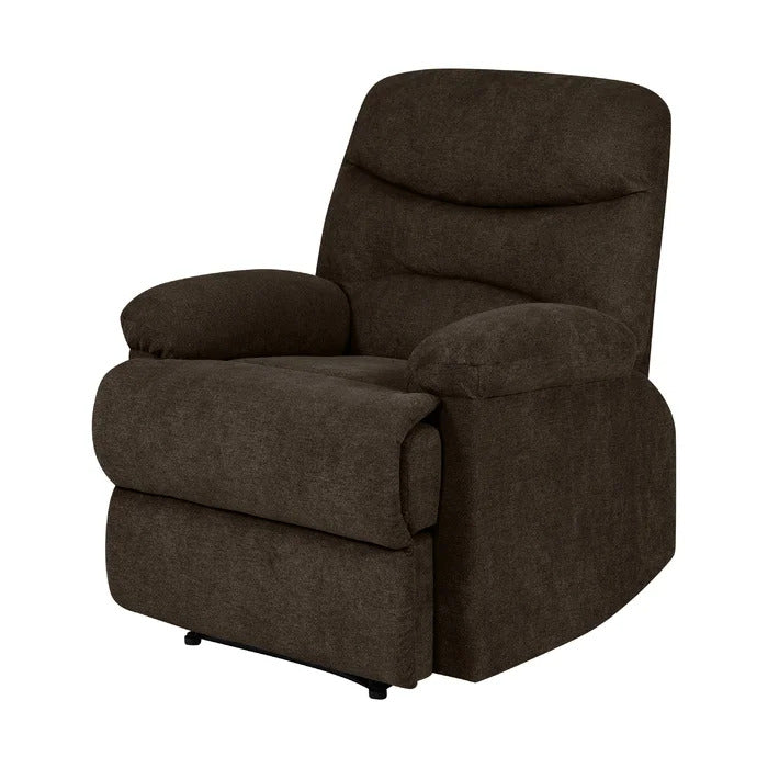 Sakura Upholstered Manual Push Chocolate Brown Recliner