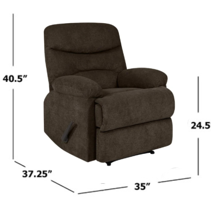 Sakura Upholstered Manual Push Chocolate Brown Recliner