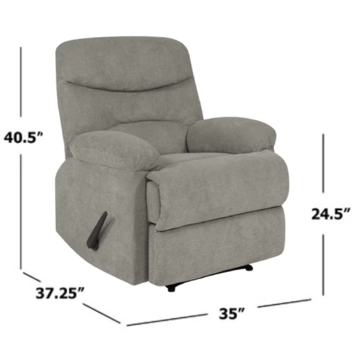 Sakura Upholstered Manual Push Grey Recliner