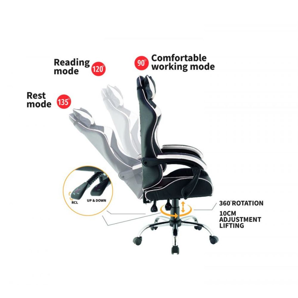 Quad Ergonomic Gaming Chair in White Colour