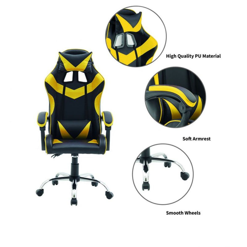 Quad Ergonomic Gaming Chair in Yellow Colour
