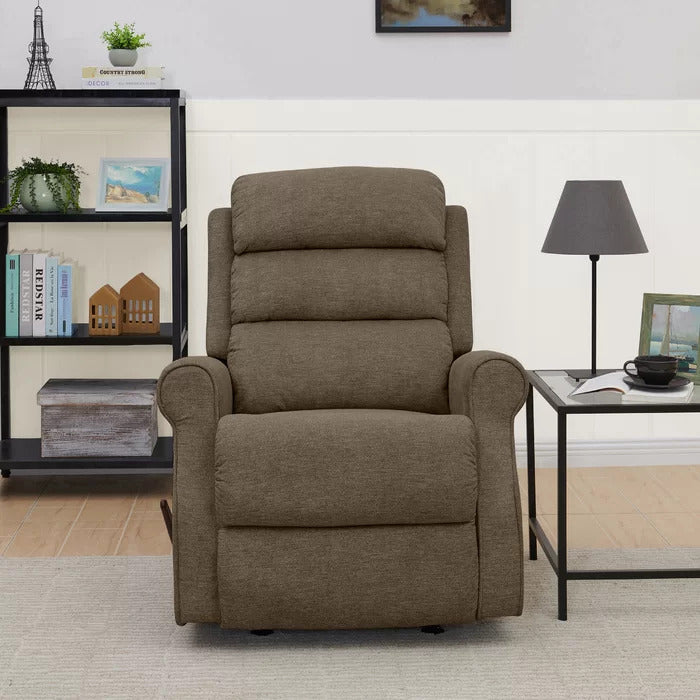 Sora Fabric Rocker Manual Brown Recliner