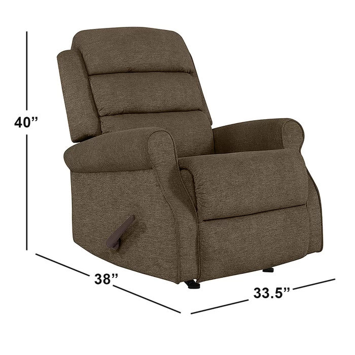 Sora Fabric Rocker Manual Brown Recliner