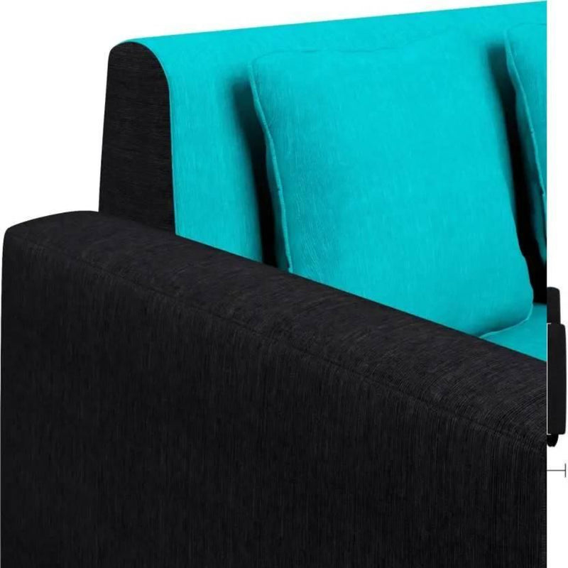 Bantia Albania Fabric 3 + 1 + 1 Aqua Blue & Black Sofa Set