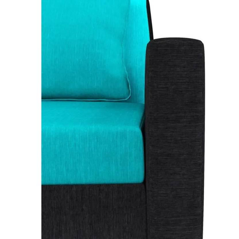 Bantia Albania Fabric 3 + 1 + 1 Aqua Blue & Black Sofa Set