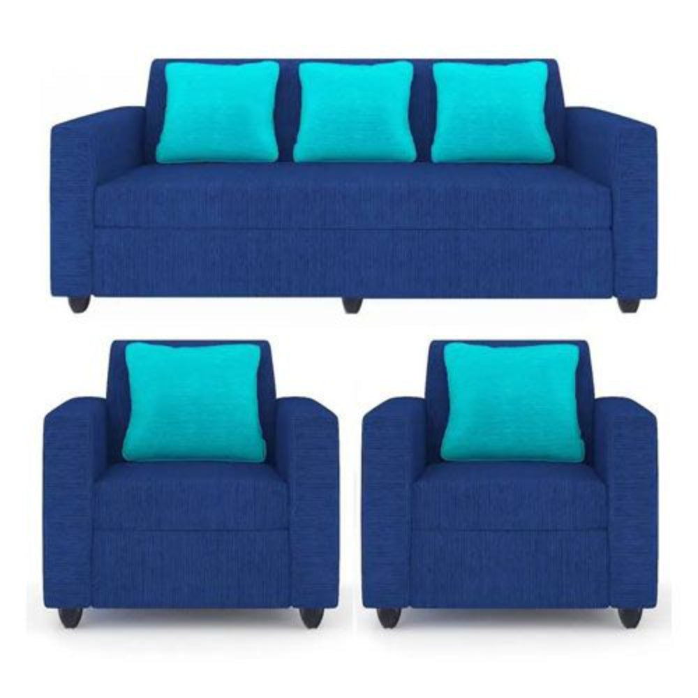 Bantia Albania Fabric 3 + 1 + 1 Blue Sofa Set