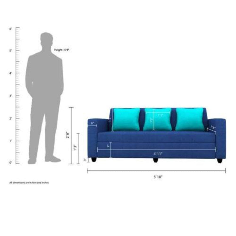 Bantia Albania Fabric 3 + 1 + 1 Blue Sofa Set