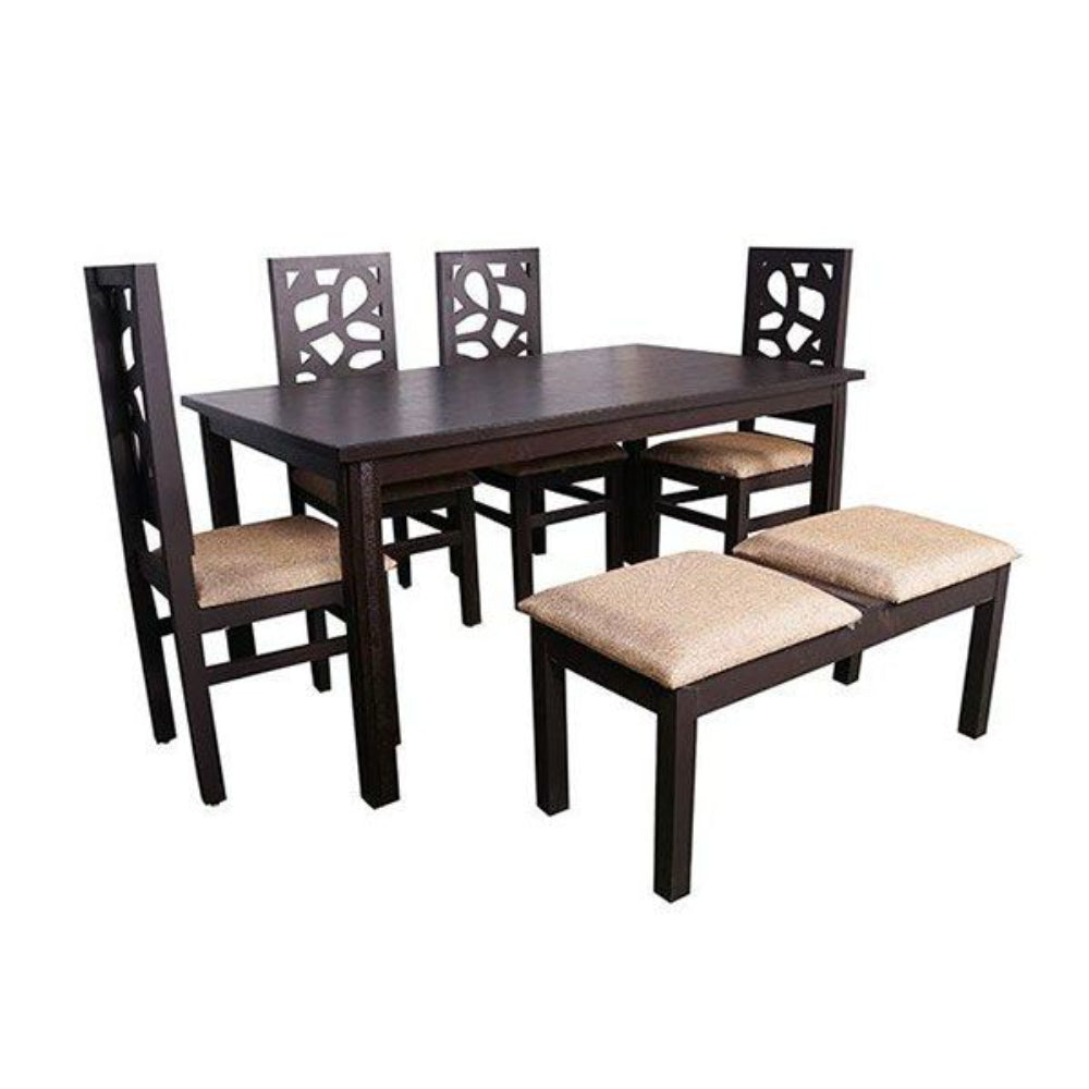 Antioch Solid Wooden Dining Table 6 Seater (4 chair + 1 Bench)