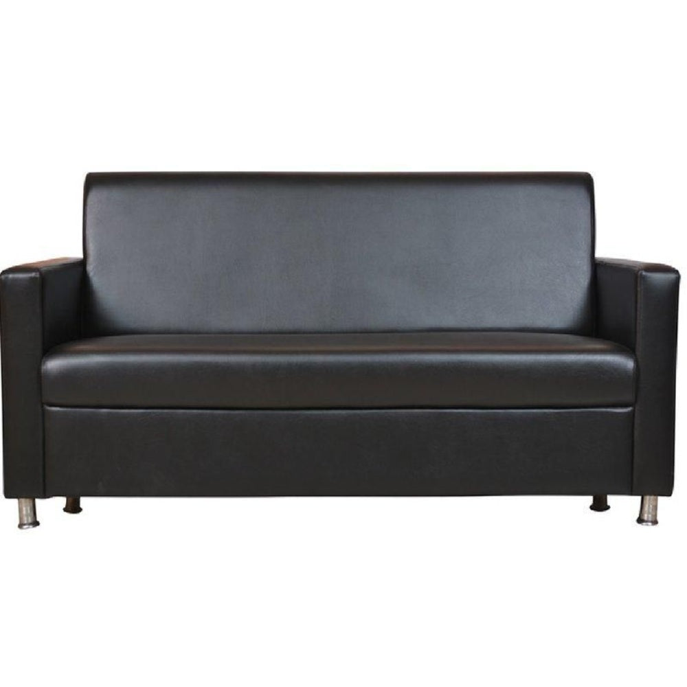 Sofia Hard Wood Leatherette Sofa Set in Black Colour with Brocade Finish