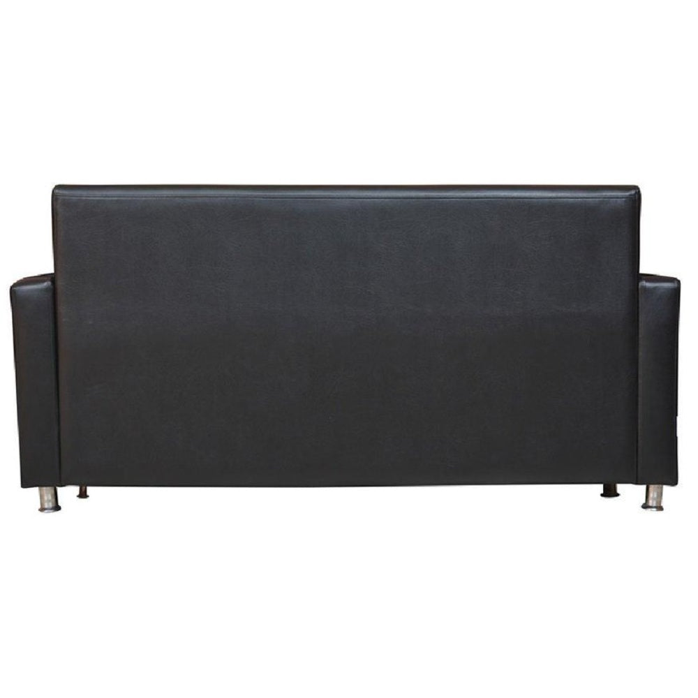 Sofia Hard Wood Leatherette Sofa Set in Black Colour with Brocade Finish