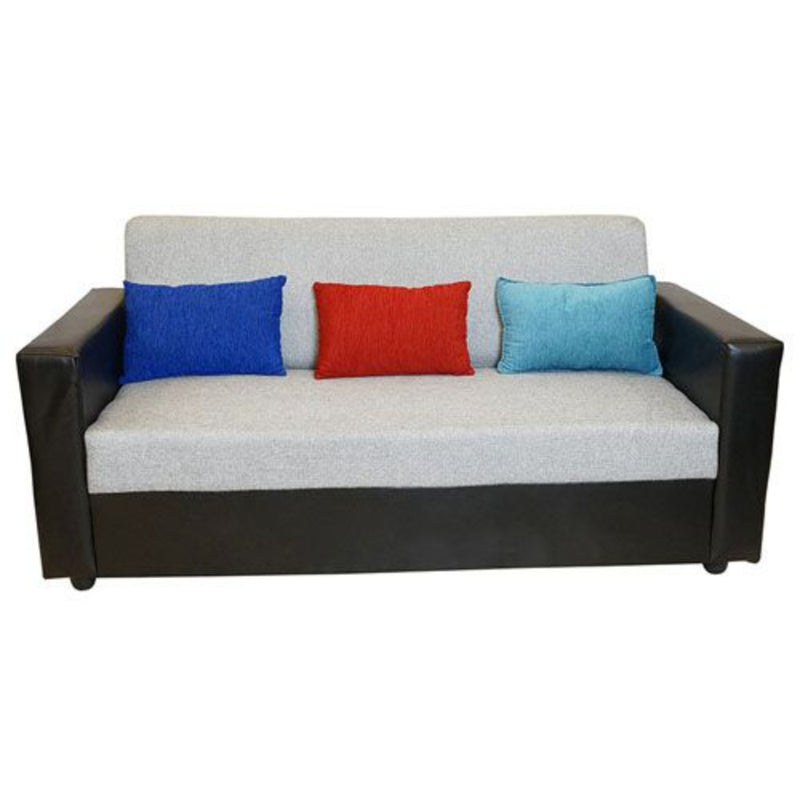 Brazil 3+2+1+Diwan Sofa Set with Diwan,Grey Calico Upholstery in Multicolor Pillows