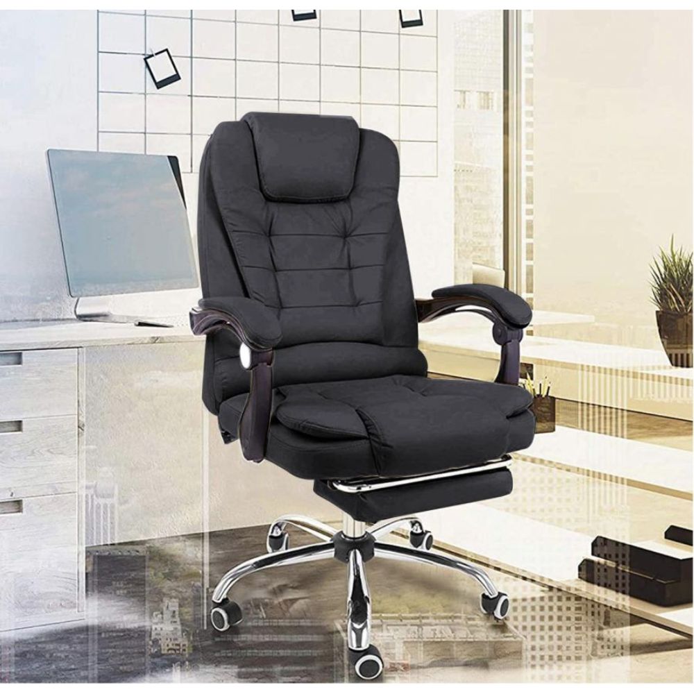 Harward Office Chair With Massager & Footrest In Black Colour