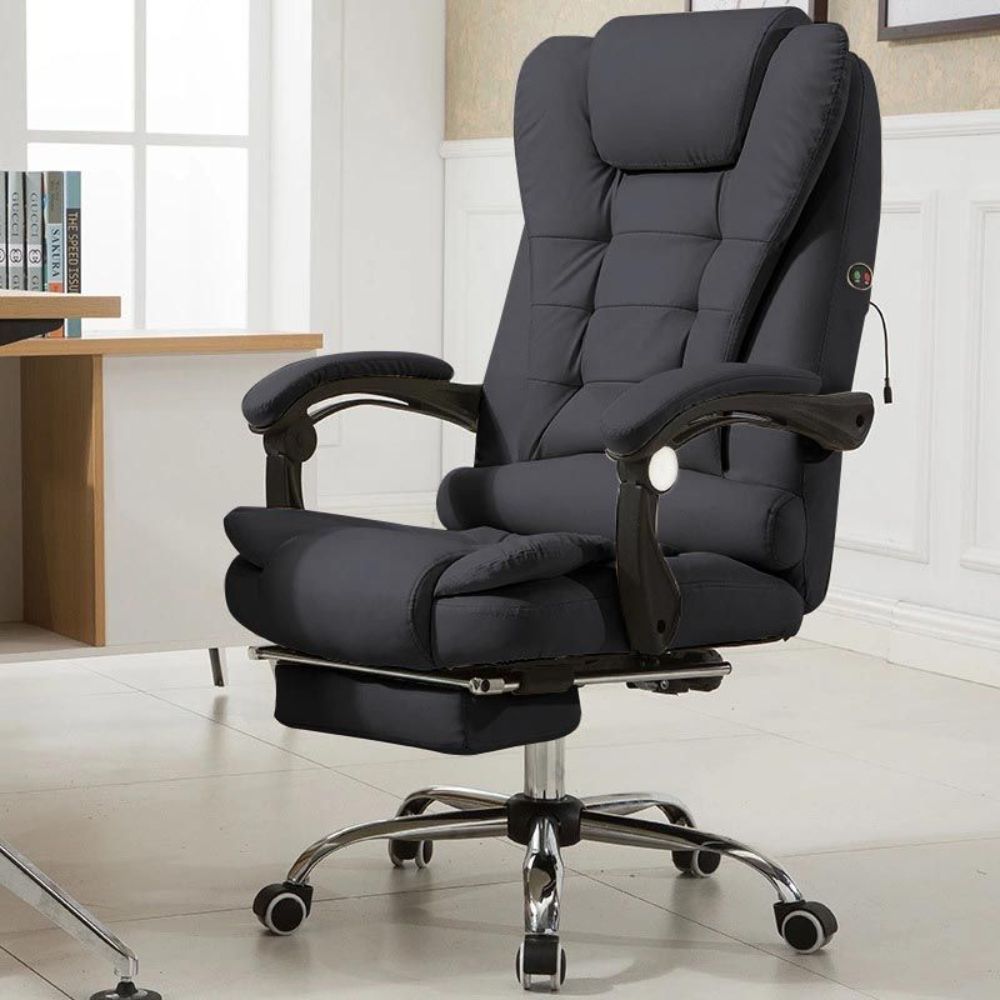 Harward Office Chair With Massager & Footrest In Black Colour