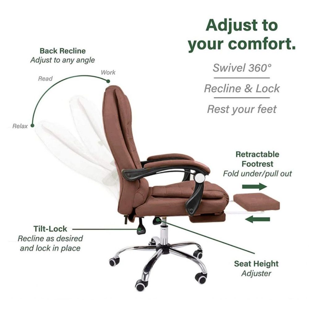 Harward Office Chair With Massager & Footrest In Brown Colour Harward Office Chair With Massager & Footrest In Brown Colour