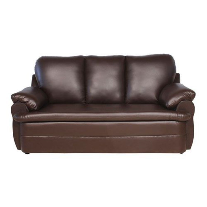 Pisa Solid Wood 3 Seater Micro Fibre Leather Sofa in Dark Brown Colour
