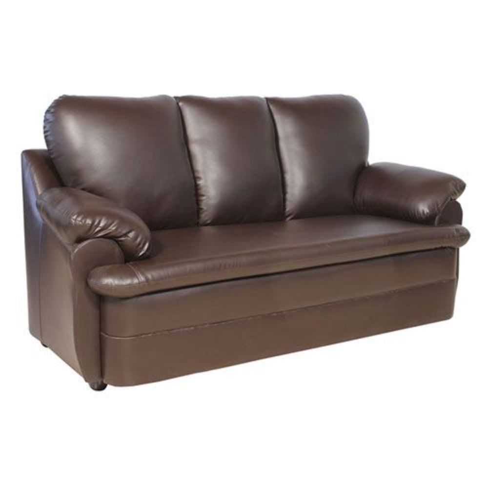 Pisa Solid Wood 3 Seater Micro Fibre Leather Sofa in Dark Brown Colour