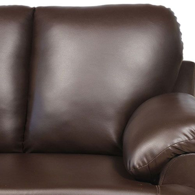 Pisa Solid Wood 3 Seater Micro Fibre Leather Sofa in Dark Brown Colour