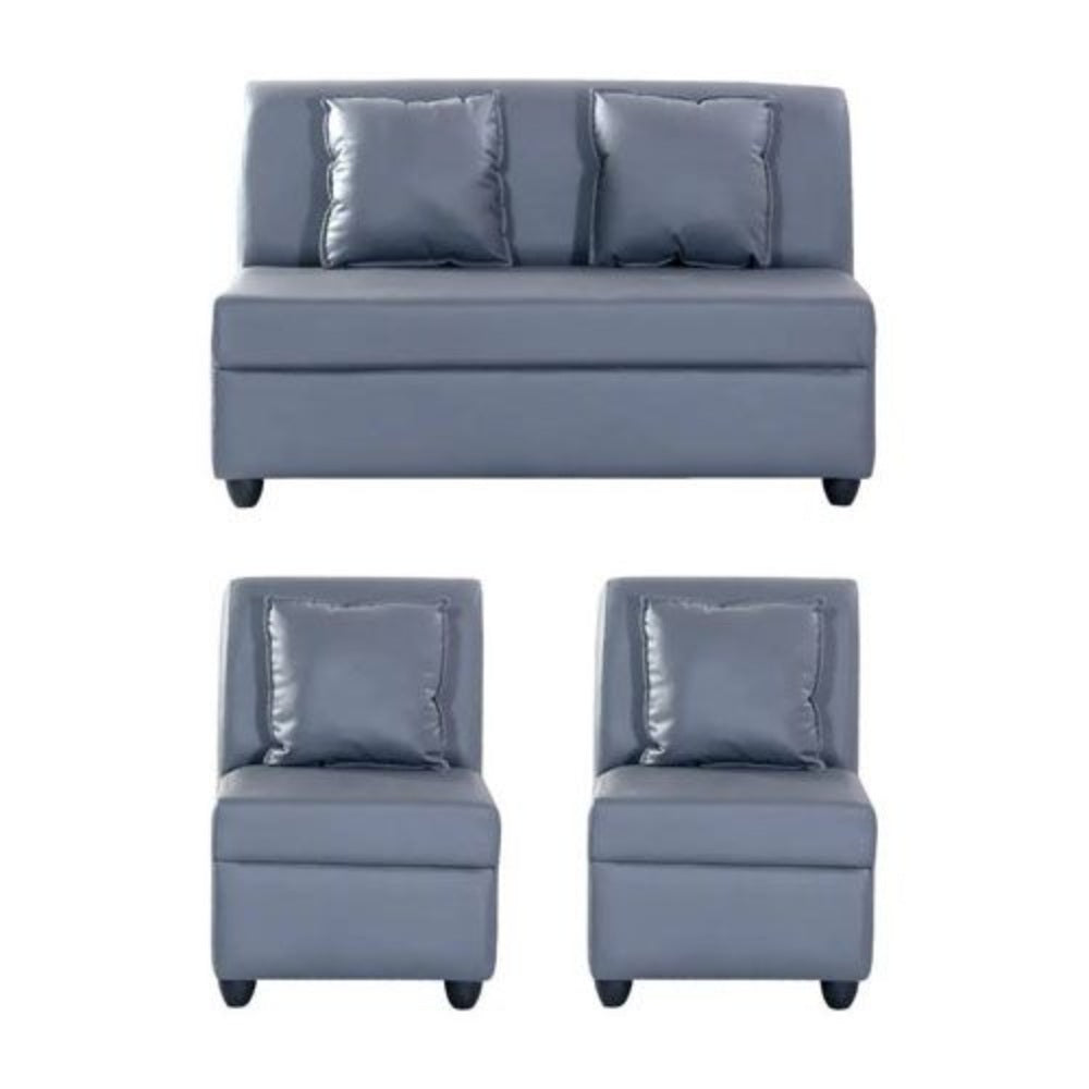 Bantia Delta Leatherette 2 + 1 + 1 Grey Sofa Set