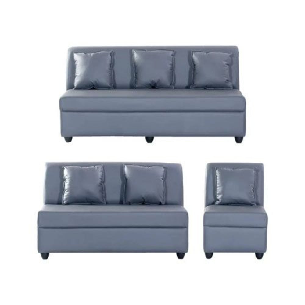 Bantia Delta Leatherette 3 + 2 + 1 Grey Sofa Set