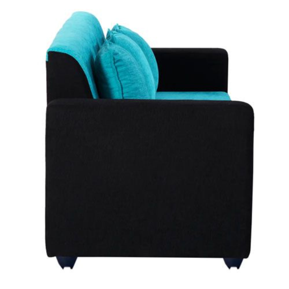 Bantia Desy Fabric 3 Seater Sofa (Color-Aqua Blue & Black)