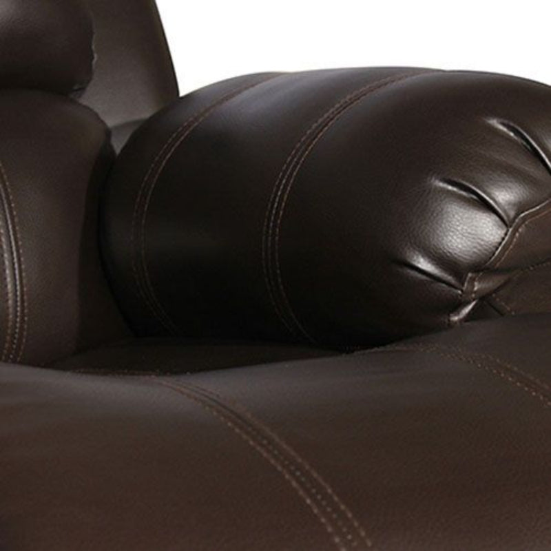 Verona Solid Wood Faux Leather Sofa Set in Chocolate Brown Colour (3+1+1R)