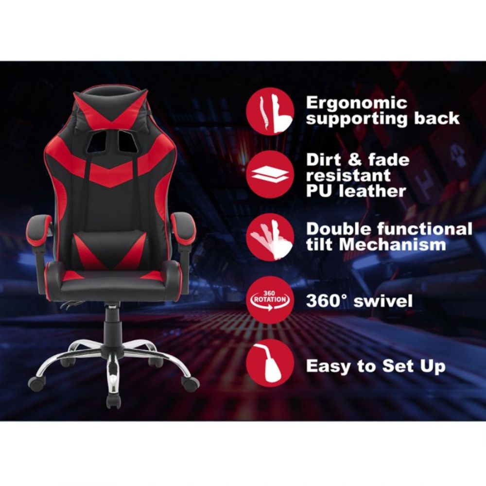 Quad Ergonomic Gaming Chair in Red & Black Colour