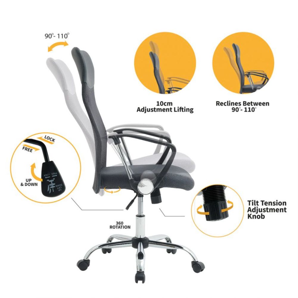 High Back Ergonomic chair in Grey Colour