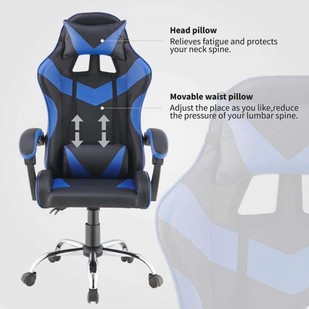 Quad Ergonomic Gaming Chair in Blue & Black Colour