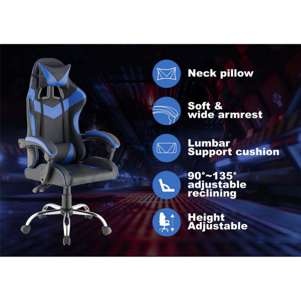 Quad Ergonomic Gaming Chair in Blue & Black Colour