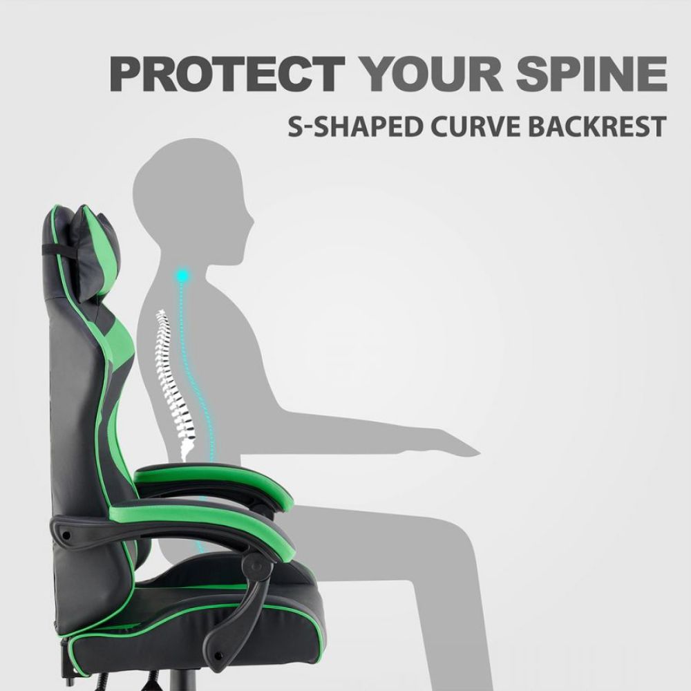 Quad Ergonomic Gaming Chair in Green & Black Colour