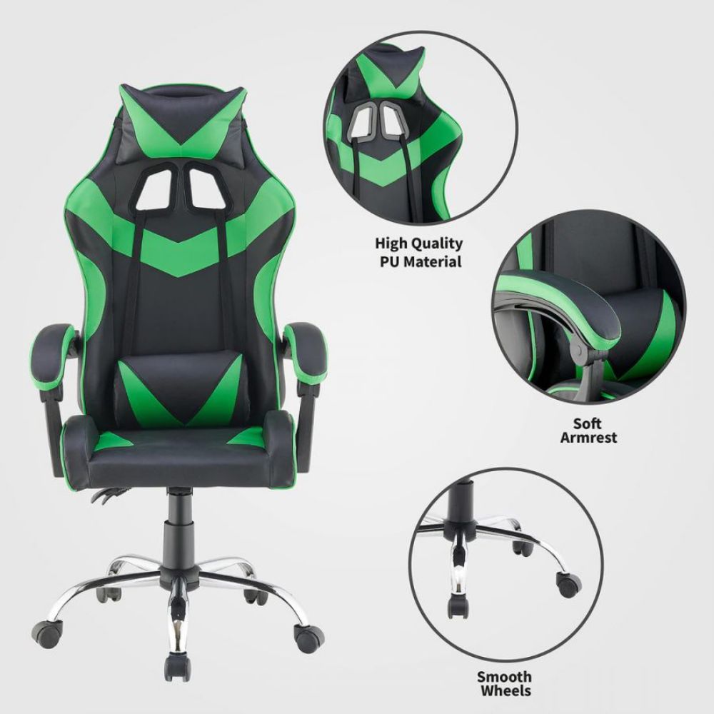 Quad Ergonomic Gaming Chair in Green & Black Colour