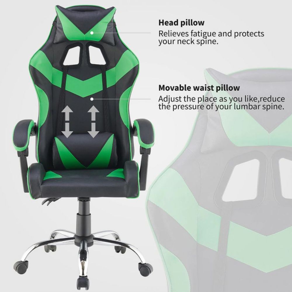 Quad Ergonomic Gaming Chair in Green & Black Colour