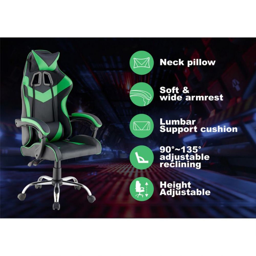 Quad Ergonomic Gaming Chair in Green & Black Colour