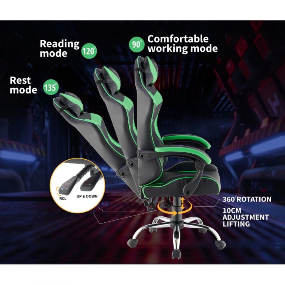 Quad Ergonomic Gaming Chair in Green & Black Colour