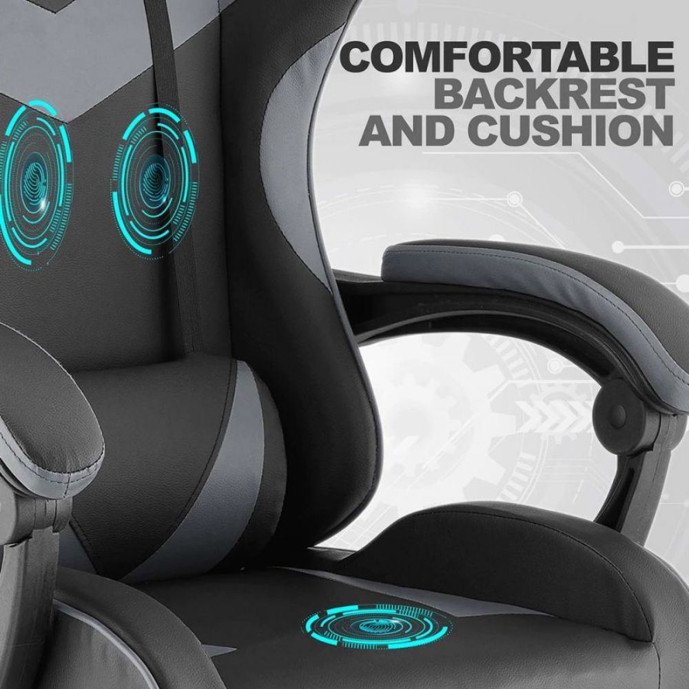 Quad Ergonomic Gaming Chair in Grey & Black Colour