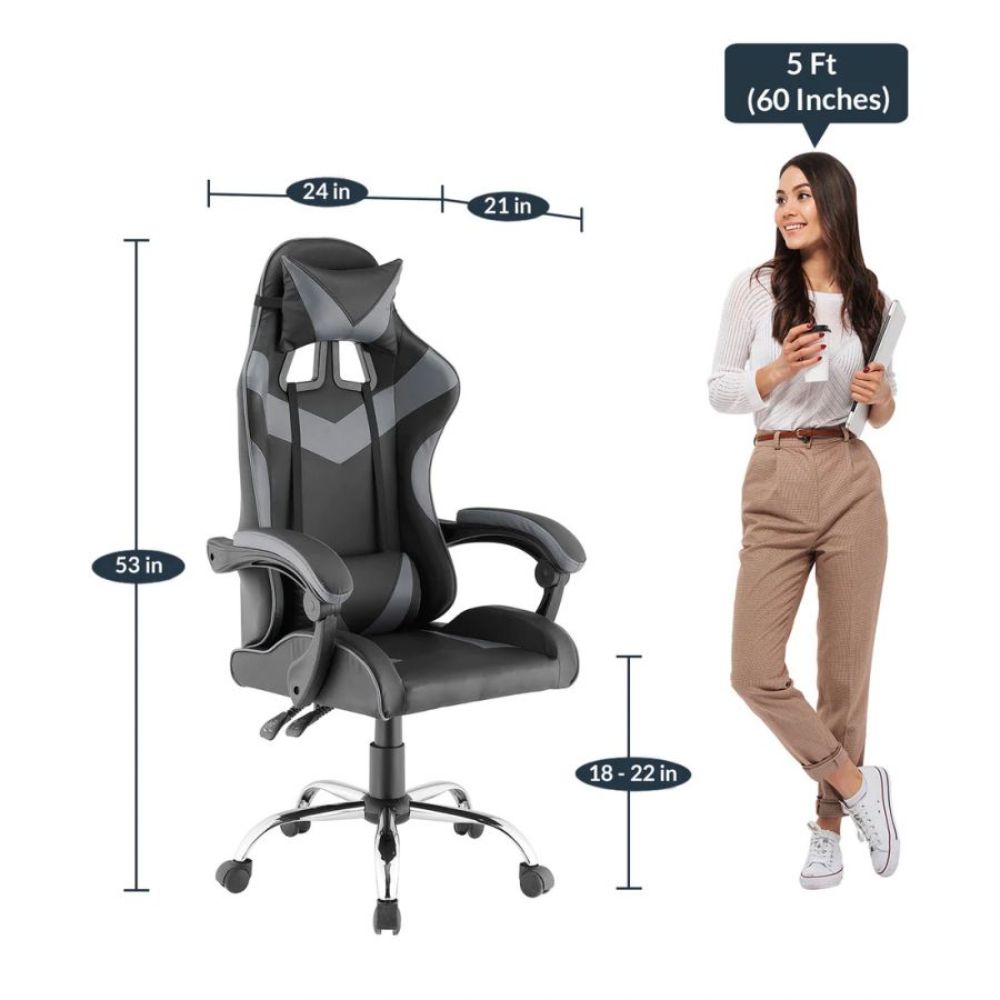 Quad Ergonomic Gaming Chair in Grey & Black Colour