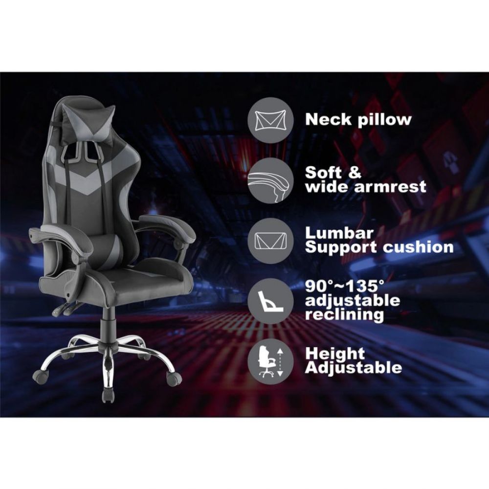 Quad Ergonomic Gaming Chair in Grey & Black Colour