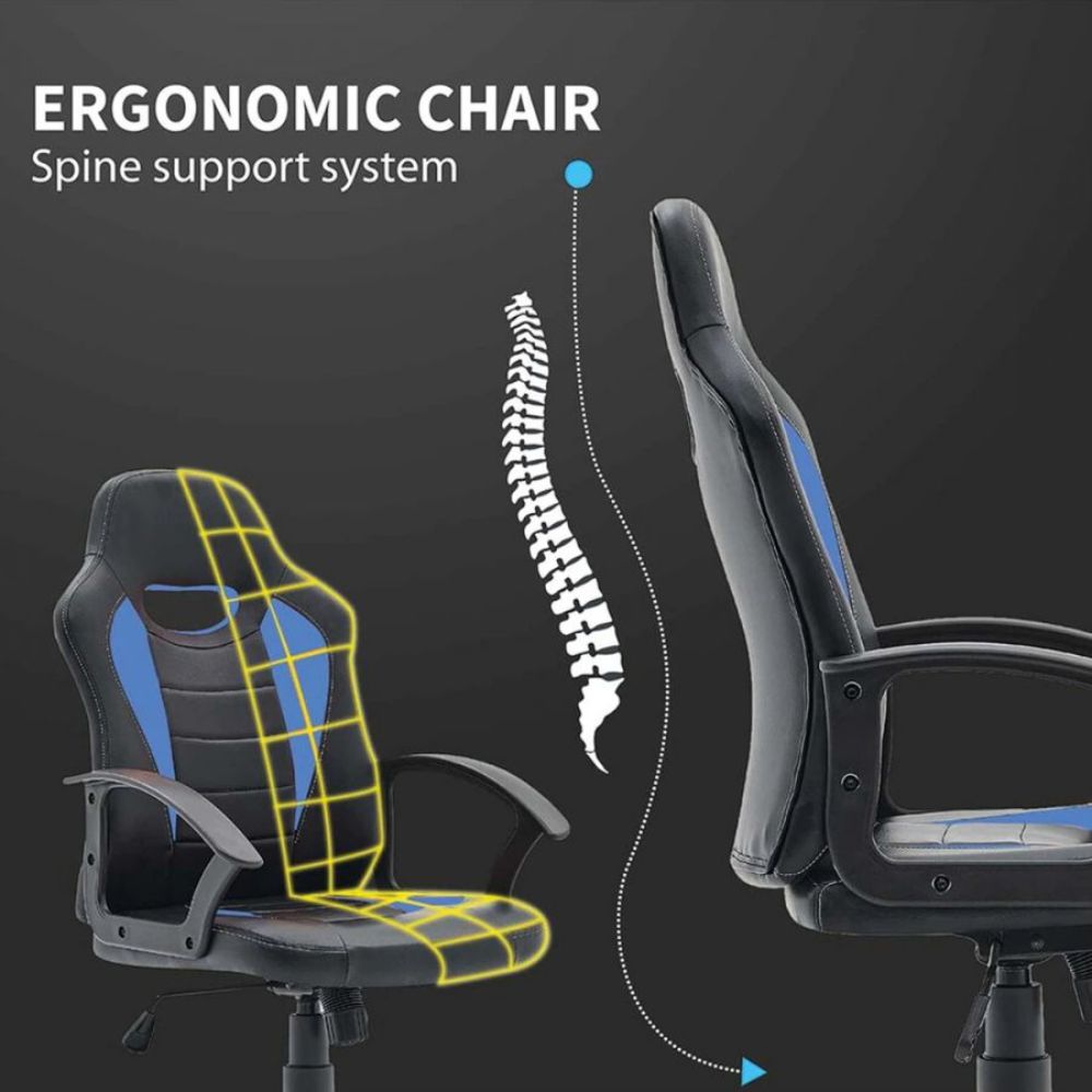 Racing Ergonomic Chair in Blue & Black Colour