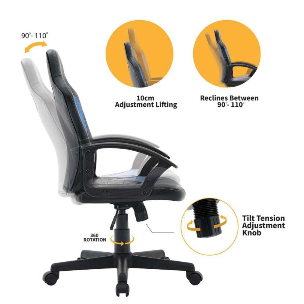 Racing Ergonomic Chair in Blue & Black Colour