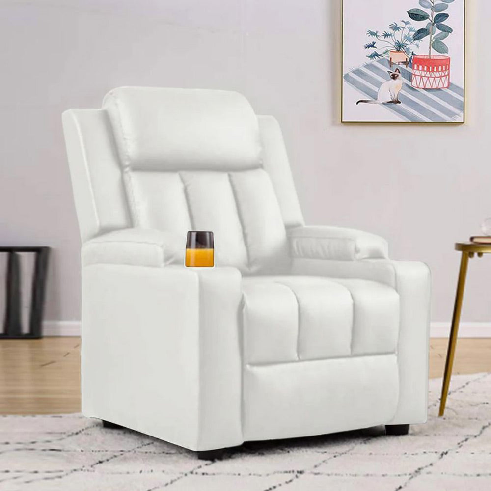 Classy 1 seater Manual Recliner with cupholders in White Colour