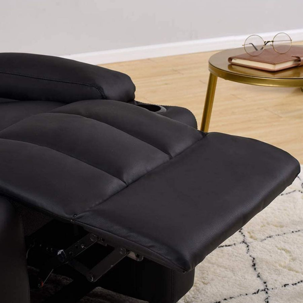 Classy 1 seater Manual Recliner with cupholders in Black Colour