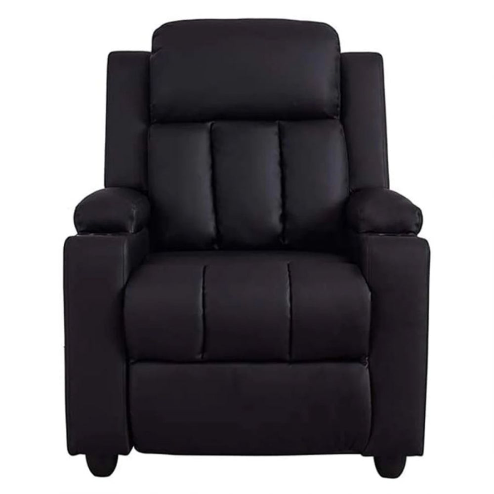 Classy 1 seater Manual Recliner with cupholders in Black Colour