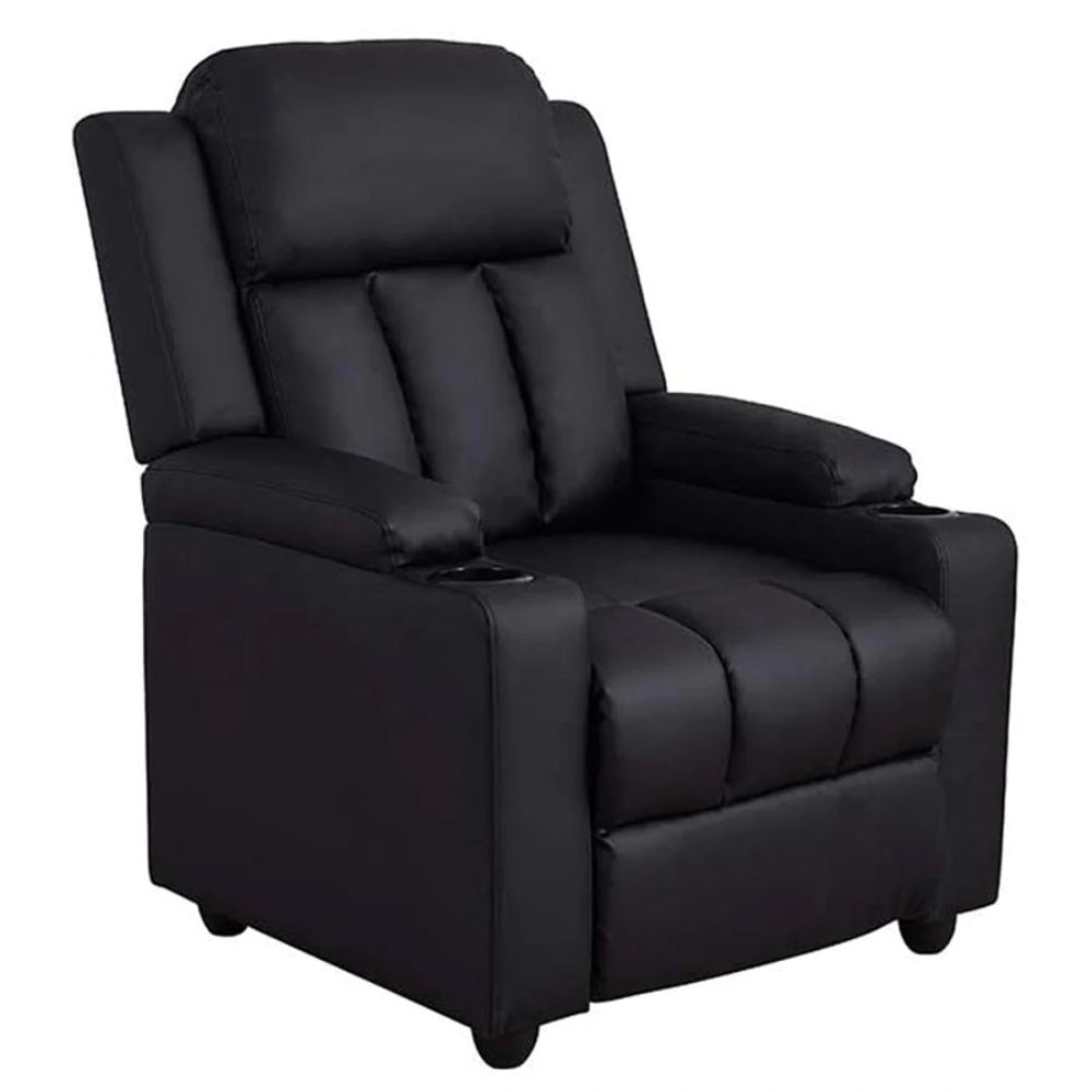 Classy 1 seater Manual Recliner with cupholders in Black Colour