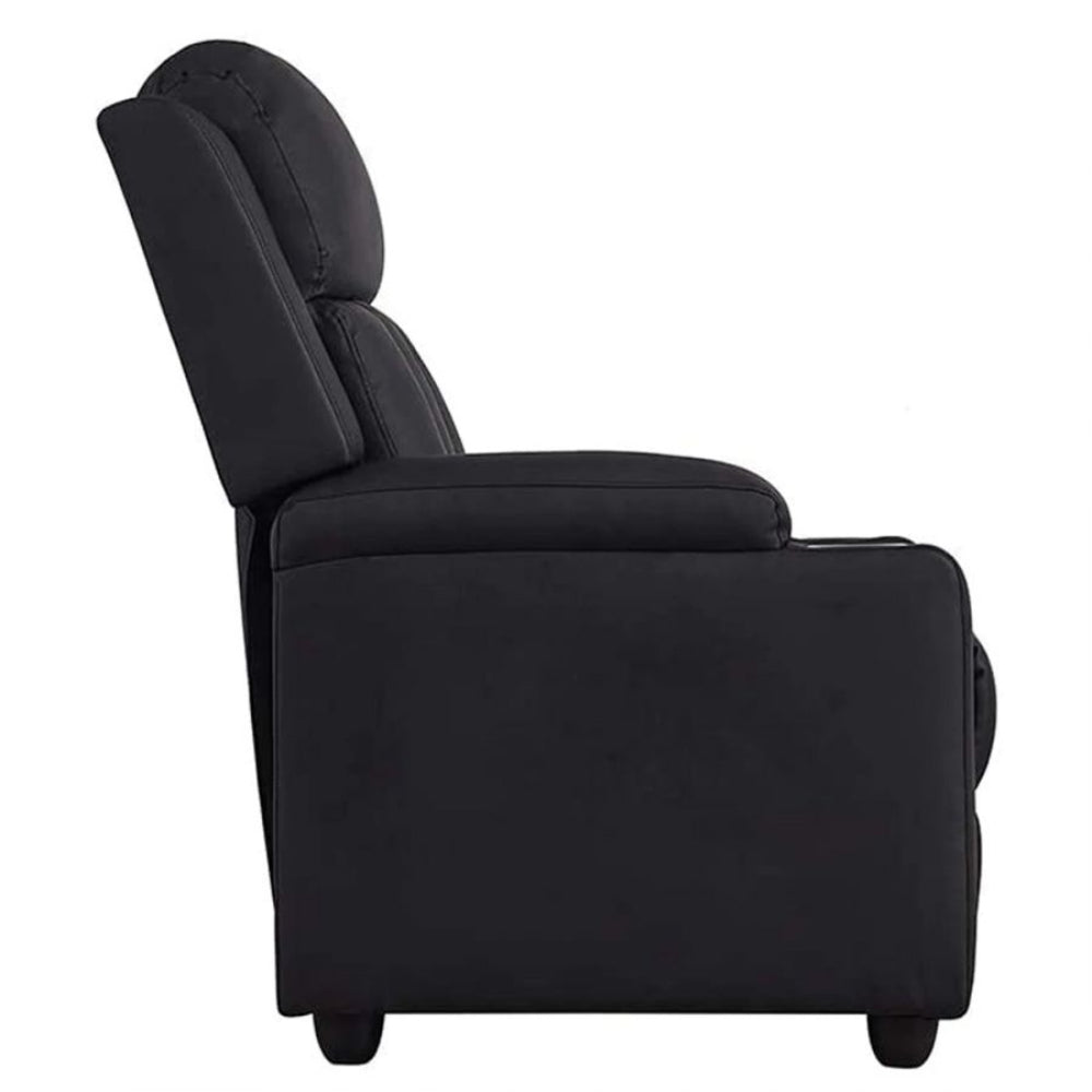 Classy 1 seater Manual Recliner with cupholders in Black Colour