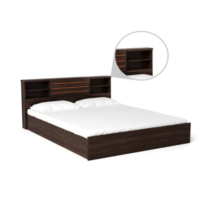 Classic Queen Size Bed with Storage in Wenge Finish