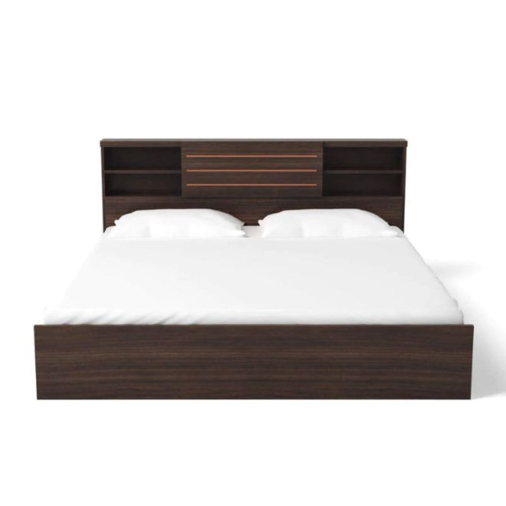 Classic Queen Size Bed with Storage in Wenge Finish
