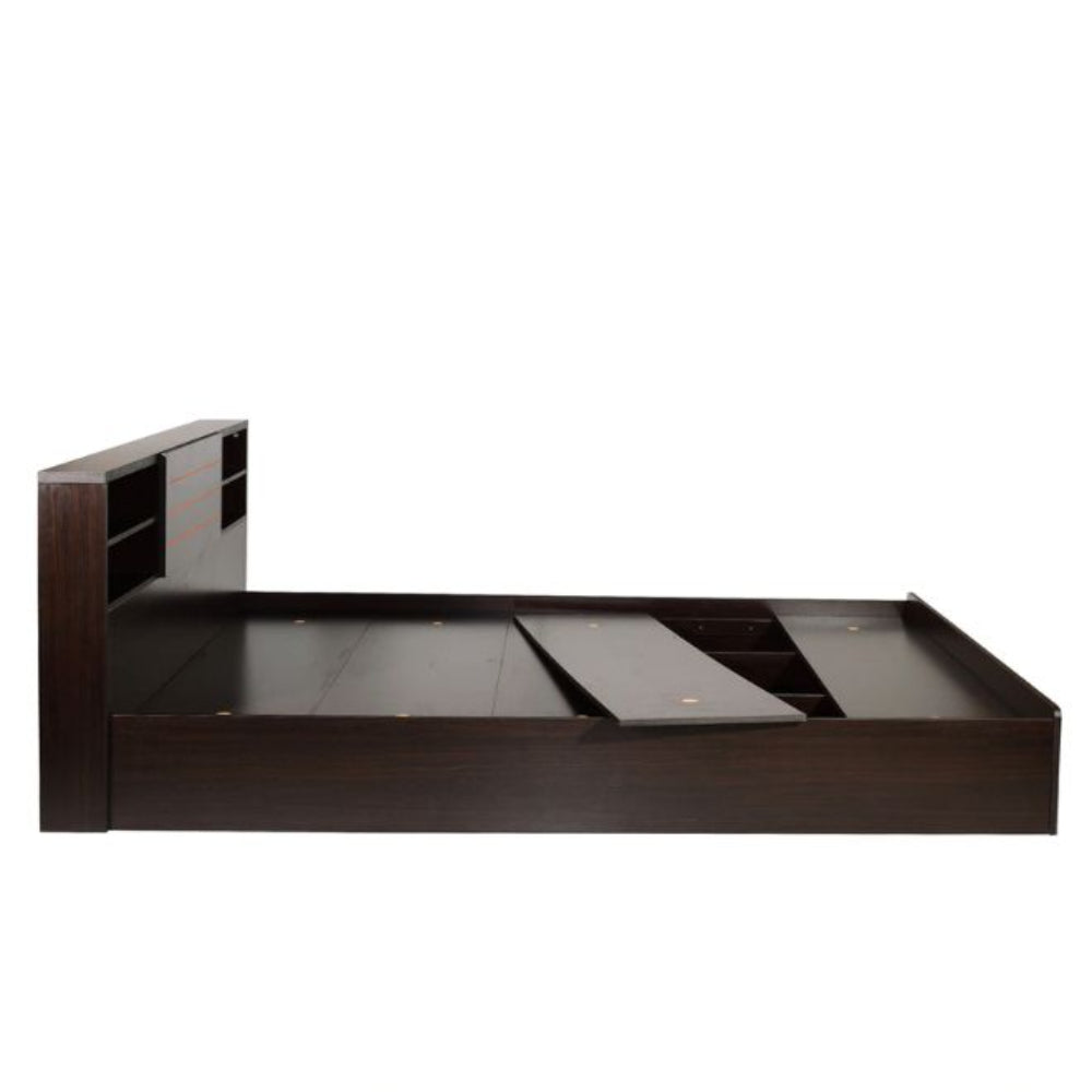Classic Queen Size Bed with Storage in Wenge Finish