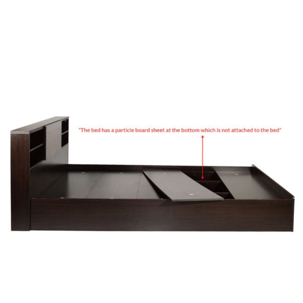 Classic Queen Size Bed with Storage in Wenge Finish