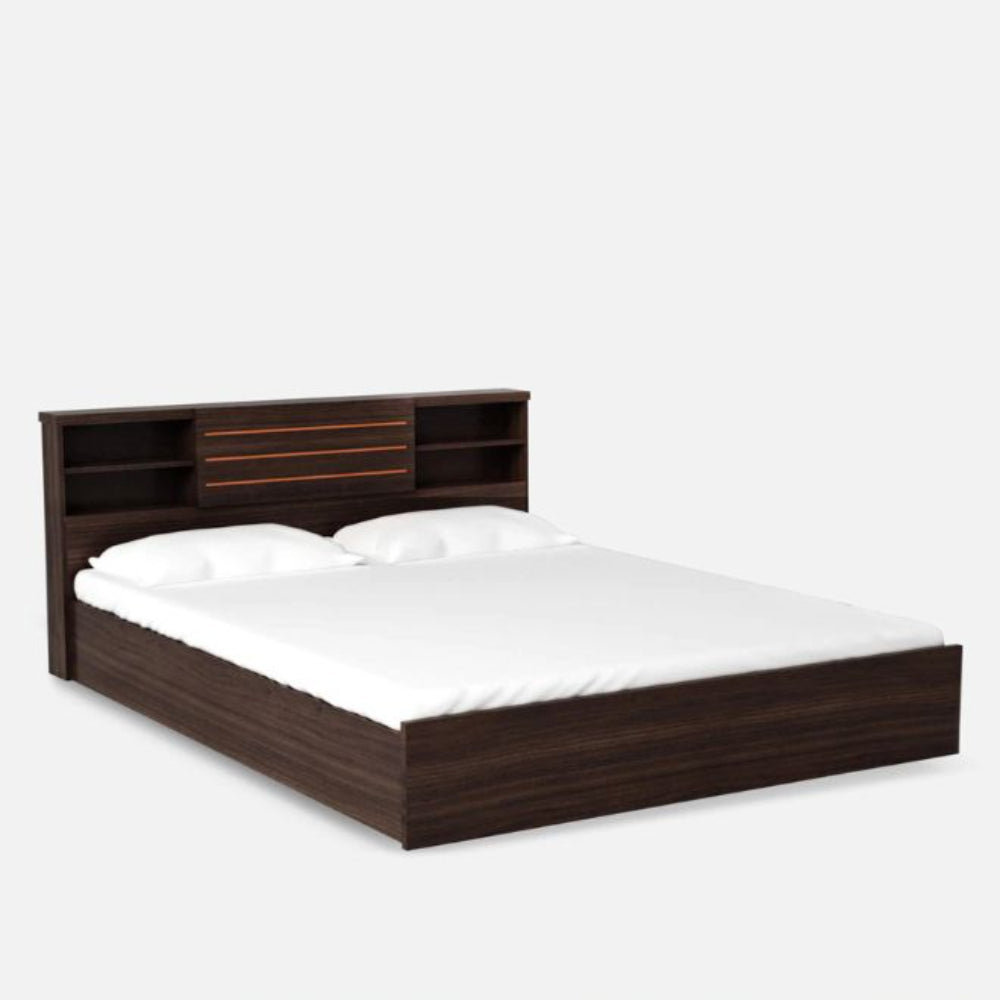 Classic Queen Size Bed with Storage in Wenge Finish